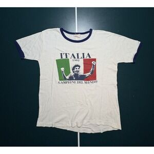 Vtg Italia 1982 Campion Del Mundo Ringer T Shirt Sz M World Cup Paolo Rossi Rare